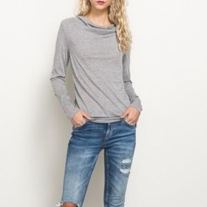 Relaxed Mock Neck Long Sleeve Knit Top